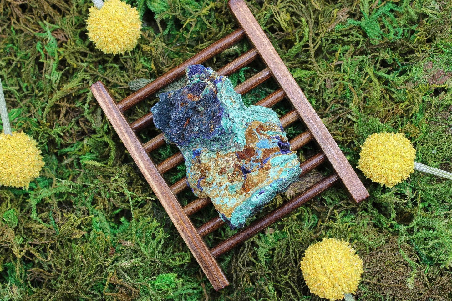 6-11 Crystals Crystal Azurite and Malachite Specimen (az-01) 3” x 4”