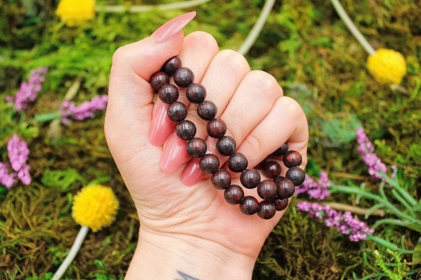6-11 Crystals Crystal Brecciated Red Jasper - Vitality Round Bead Gemstone Bracelets