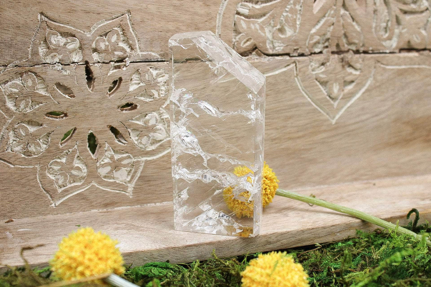 6-11 Crystals Crystal Clear Quartz Crackle Tower 4" Tall