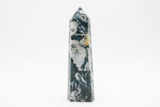 6-11 Crystals Crystal Moss Agate Tower 9" Tall!
