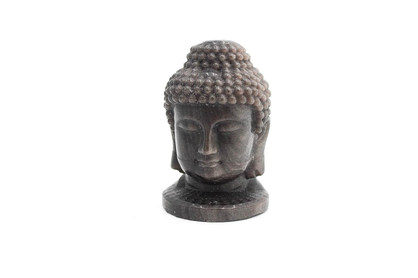 6-11 Crystals Crystal Obsidian Carved Buddha Head 2.75" Tall