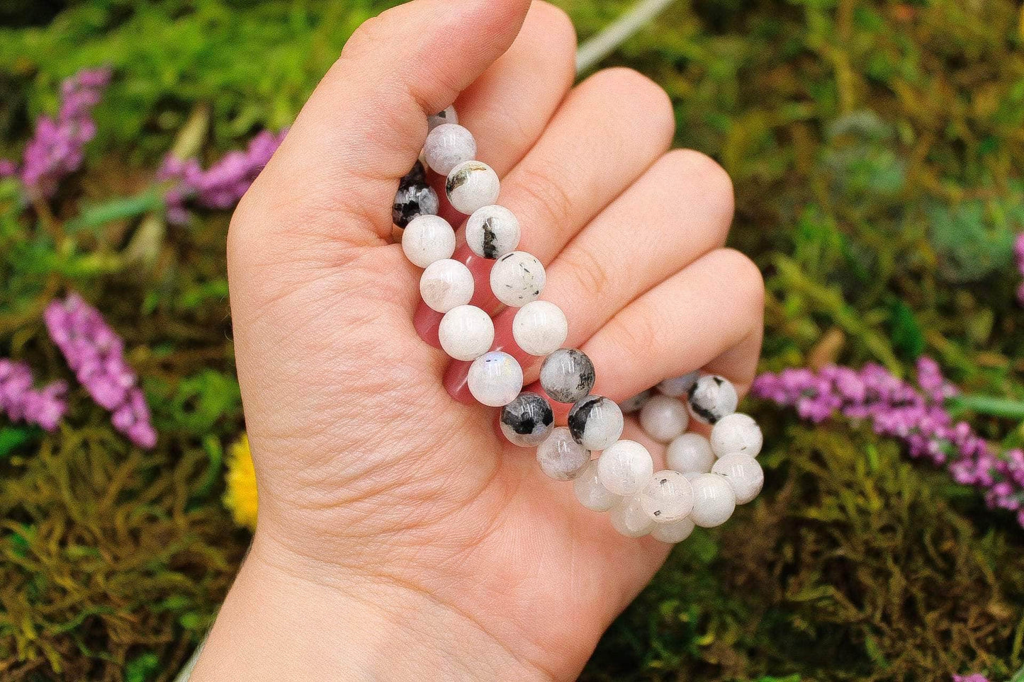 6-11 Crystals Crystal Rainbow Moonstone - Intuition Round Bead Gemstone Bracelets