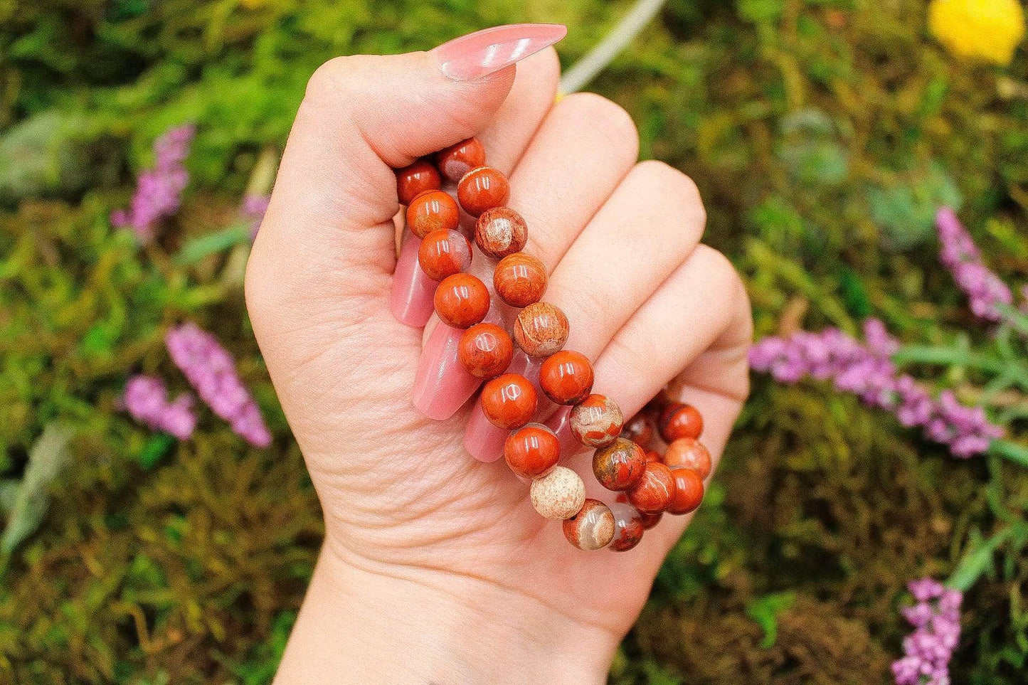 6-11 Crystals Crystal Red Jasper - Grounding Round Bead Gemstone Bracelets
