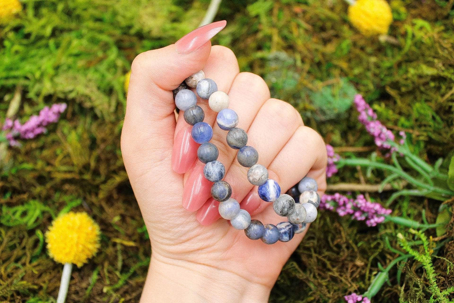 6-11 Crystals Crystal Sodalite - Insight Round Bead Gemstone Bracelets