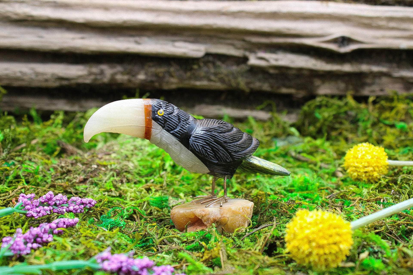 6-11 Crystals Crystal Tucan 3" High Mixed Stone Carvings