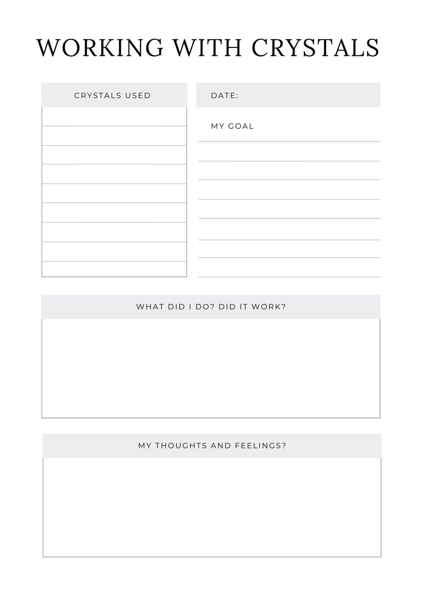 6-11 Crystals Digital Download CRYSTAL JOURNAL - Digital Download