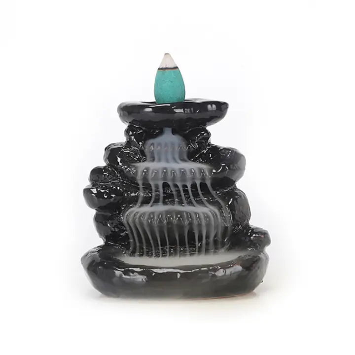 6-11 Crystals Incense Ceramic Emerald Falls Backflow Burner Ceramic Emerald Falls Backflow Burner