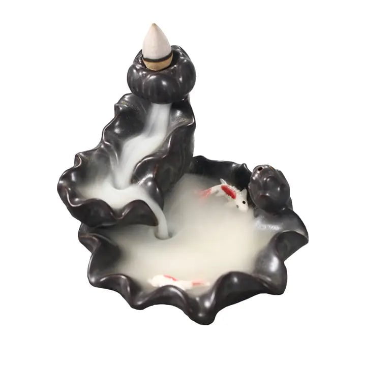 6-11 Crystals Incense Ceramic Koi Pond Backflow Burner Ceramic Koi Pond Backflow Burner