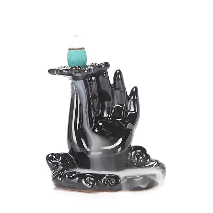 6-11 Crystals Incense Ceramic OM Hand Backflow Burner Ceramic OM Hand Backflow Burner