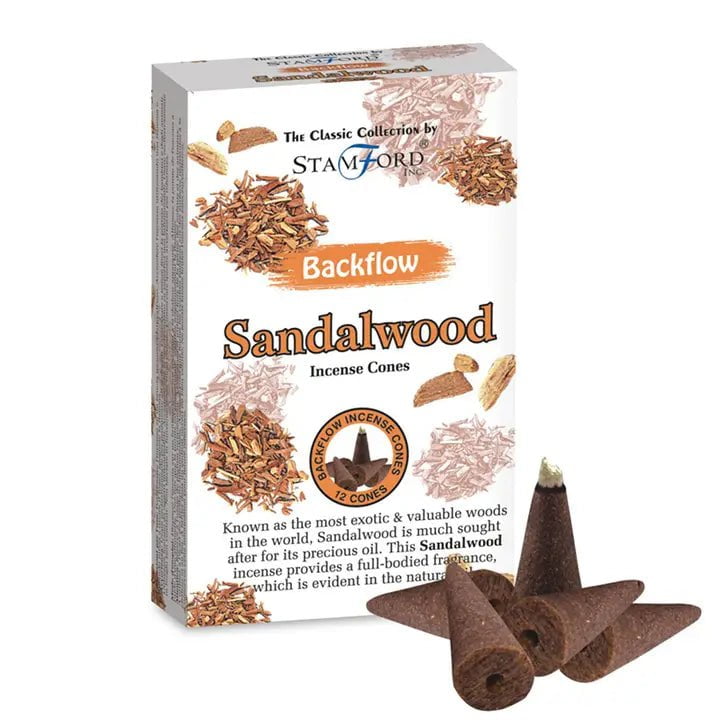 6-11 Crystals Incense Sandalwood Stamford - Back Flow Cones