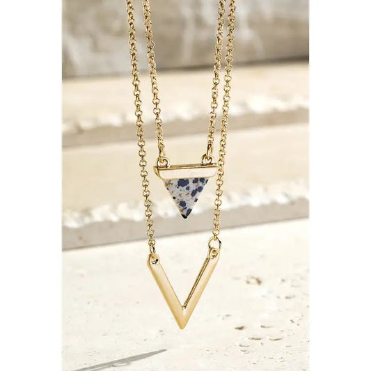 6-11 Crystals Jewelry Triangle Dalmatian Jasper Necklace Triangle Dalmatian Jasper Necklace