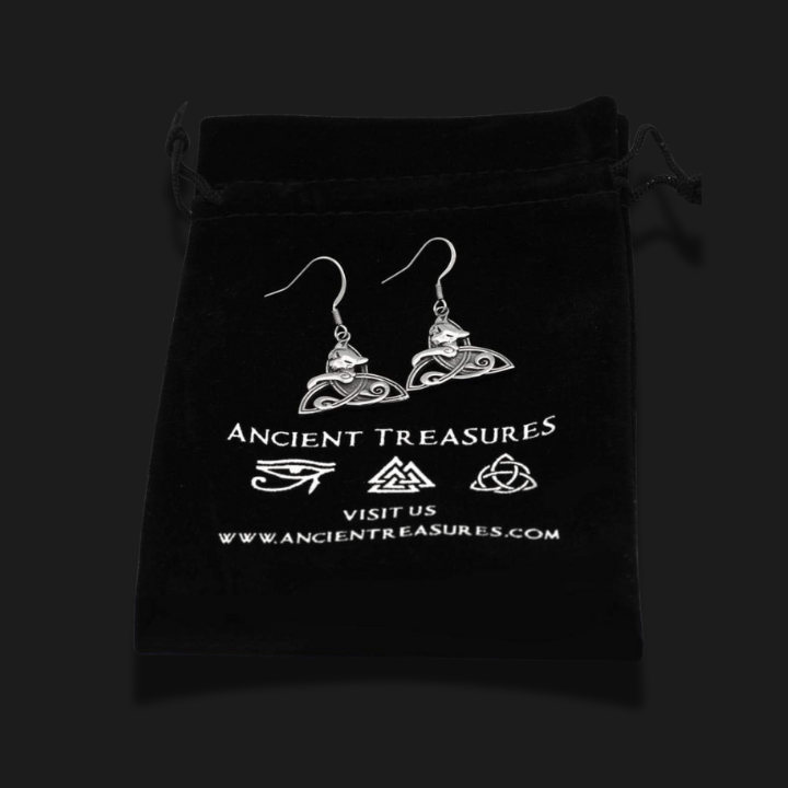 Ancient Treasures Earrings Celtic Cat on Triquetra Stainless Steel Earrings Celtic Cat on Triquetra Stainless Steel Earrings