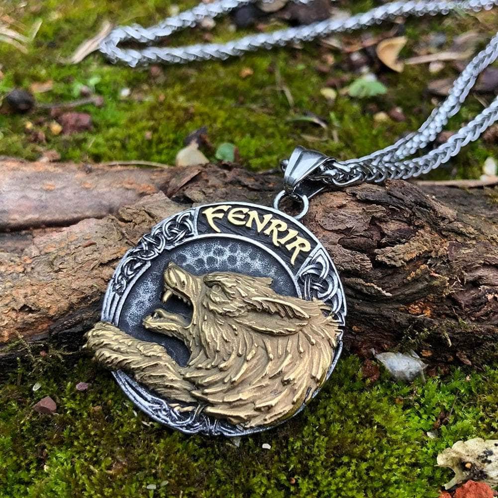 Ancient Treasures Pendant and Necklace Ancient Treasures' Vikings Wolf Fenrir Stainless Steel Necklace Ancient Treasures' Vikings Wolf Fenrir Stainless Steel Necklace