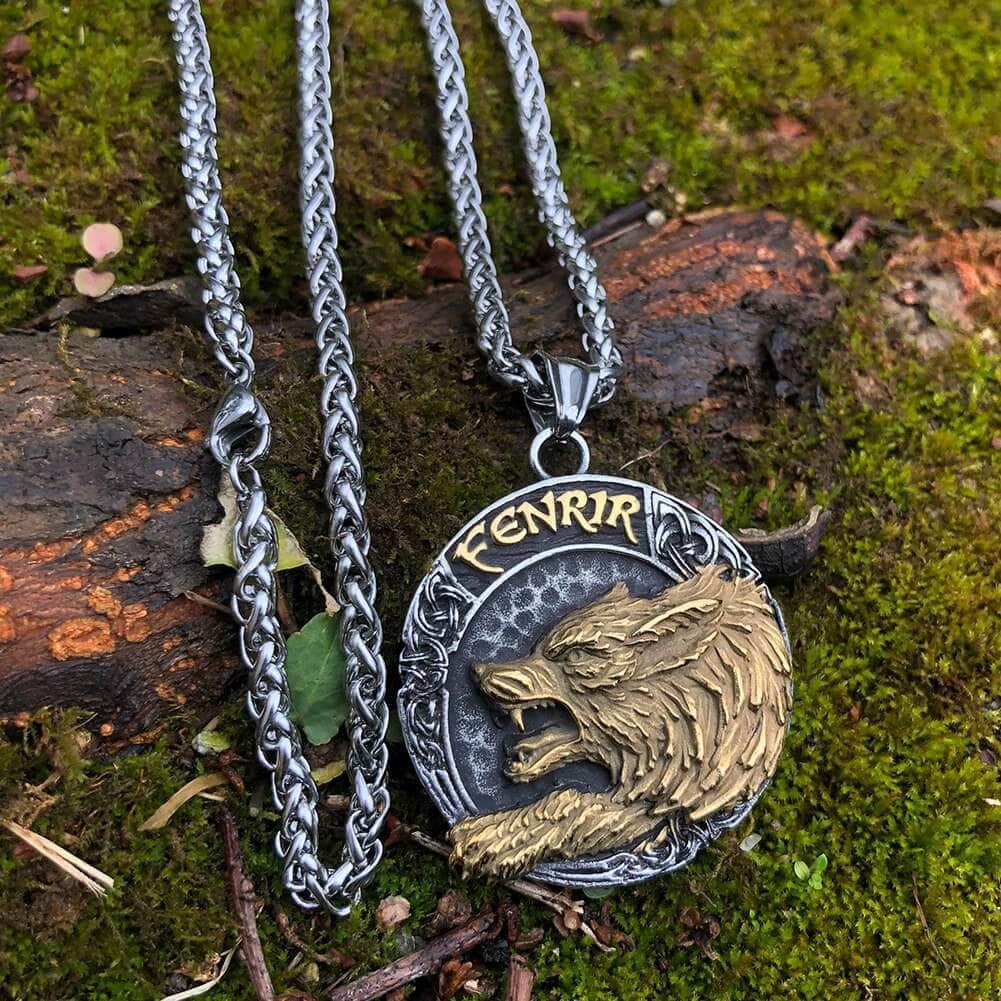 Ancient Treasures Pendant and Necklace Ancient Treasures' Vikings Wolf Fenrir Stainless Steel Necklace Ancient Treasures' Vikings Wolf Fenrir Stainless Steel Necklace