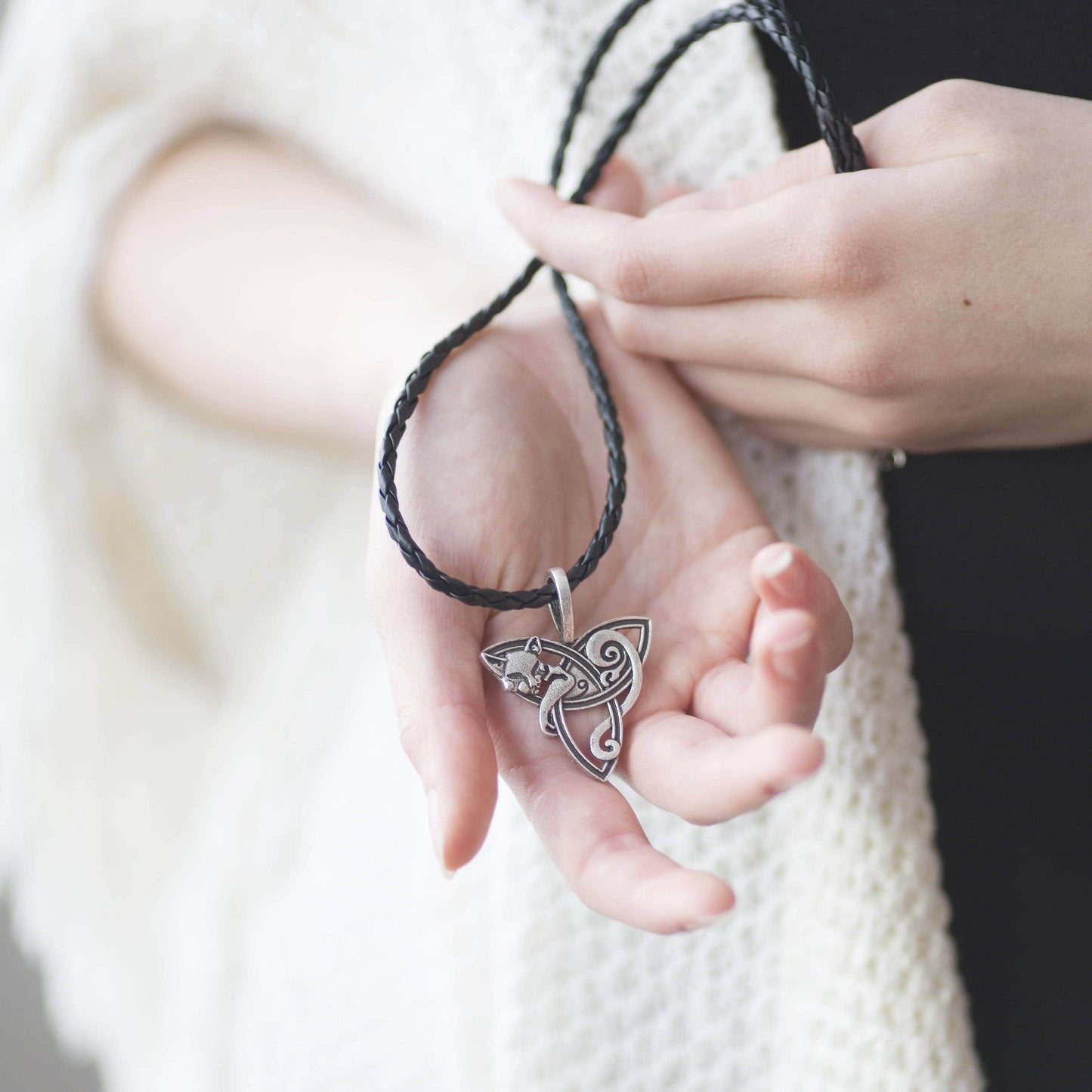 Ancient Treasures Pendants & Necklaces Ancient Treasures' Celtic Cat on Triquetra Stainless Steel Necklace Ancient Treasures' Celtic Cat on Triquetra Stainless Steel Necklace