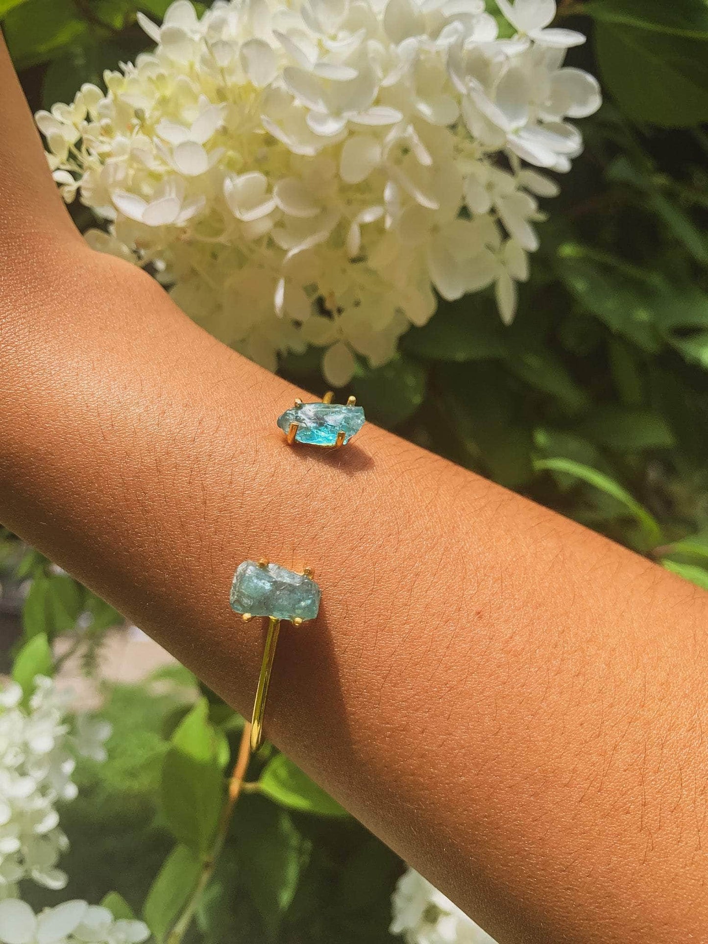 Ash & Rose Bracelet Apatite and Gold Cuff Bracelet Apatite and Gold Cuff Bracelet