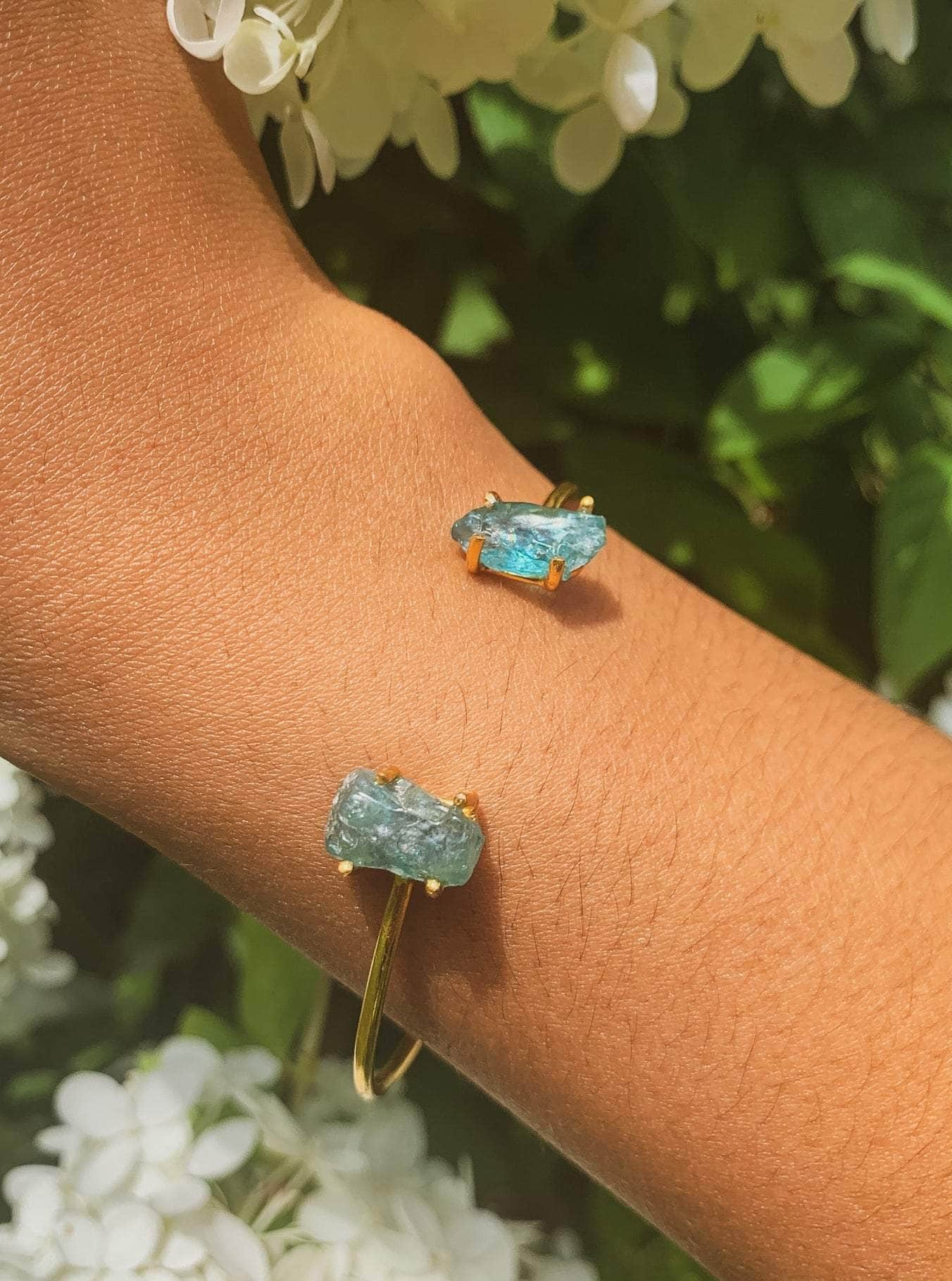 Ash & Rose Bracelet Apatite and Gold Cuff Bracelet Apatite and Gold Cuff Bracelet