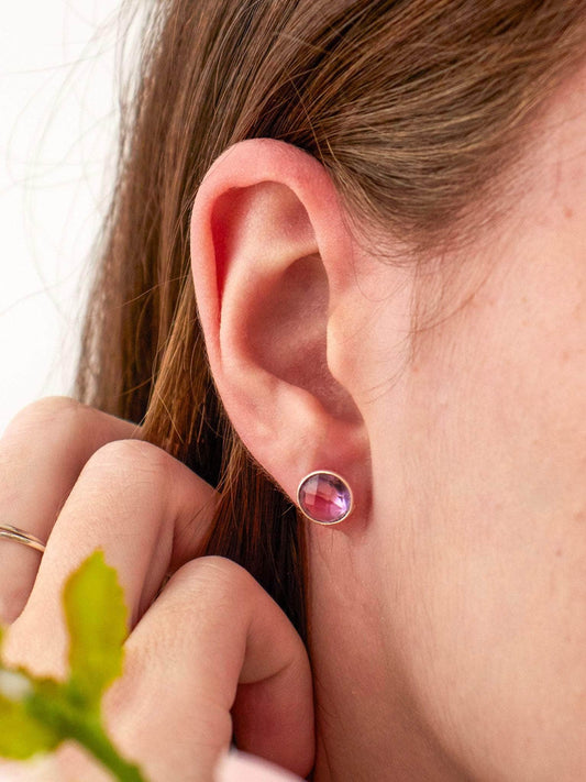 Ash & Rose earrings Amethyst Pebble Stud Earrings - Silver Pebble Stud Earrings - Silver