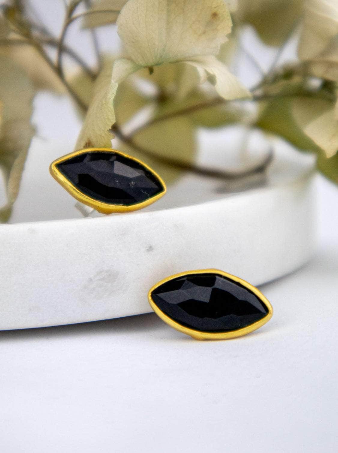Ash & Rose earrings Black Onyx Mila Leaf Earrings - Gold Mila Leaf Earrings - Gold