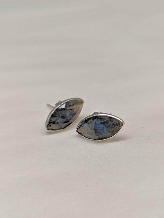 Ash & Rose earrings Labradorite Mila Leaf Earrings - Silver Mila Leaf Earrings - Silver