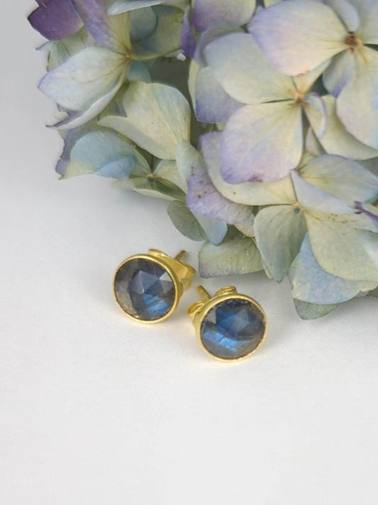 Ash & Rose earrings Labradorite Pebble Stud Earrings - Gold Pebble Stud Earrings - Gold