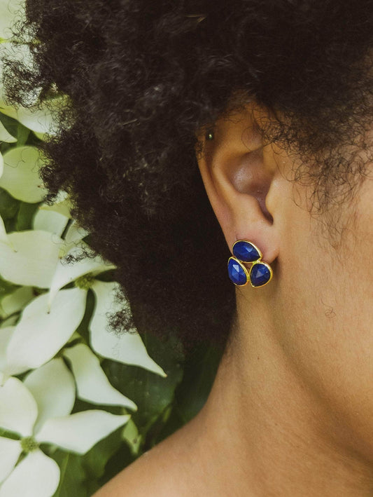 Ash & Rose Earrings Lapis Cluster Stud Earrings Lapis Cluster Stud Earrings