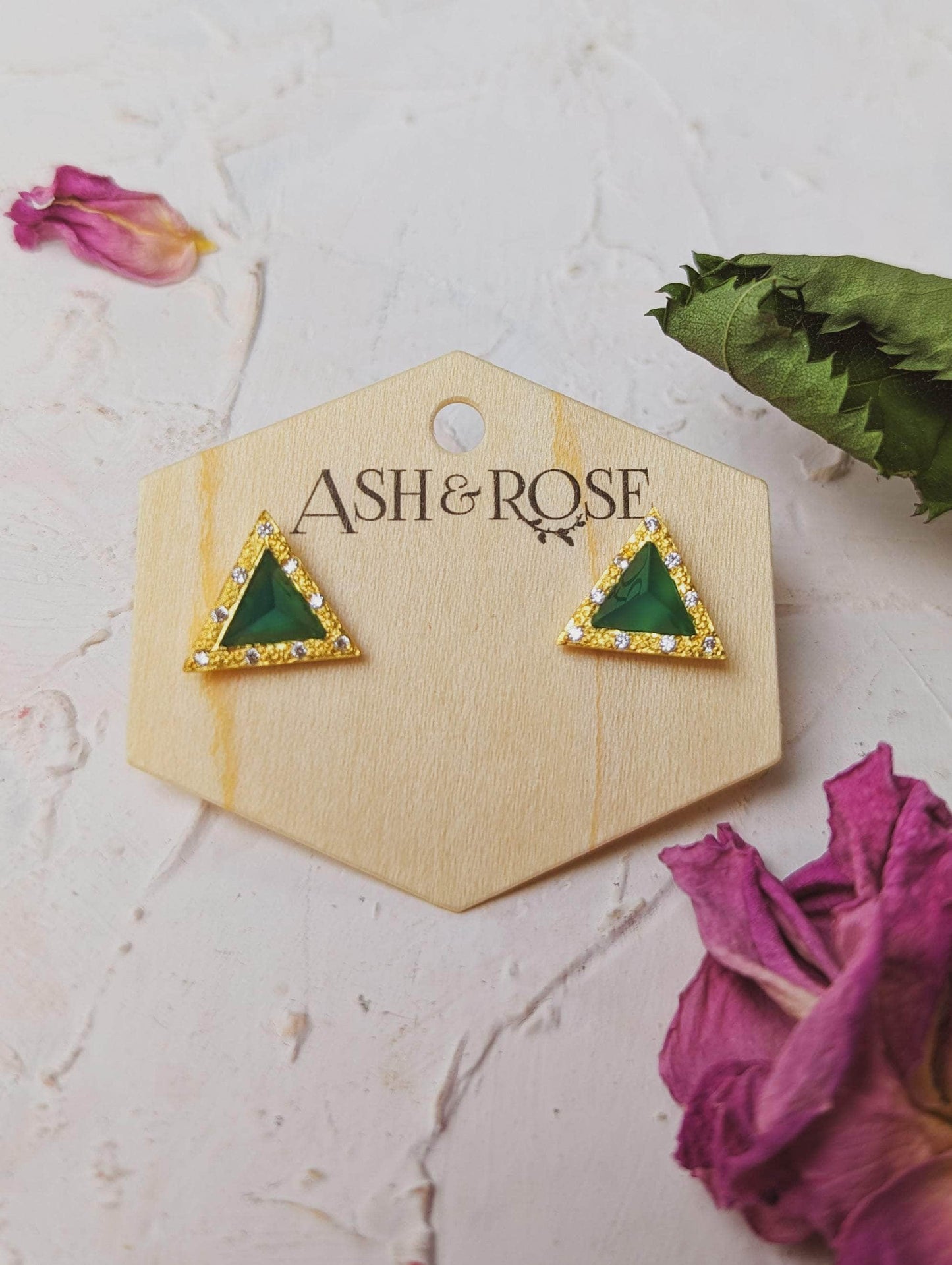 Ash & Rose Earrings Pyramid Gem Stud Earrings Pyramid Gem Stud Earrings