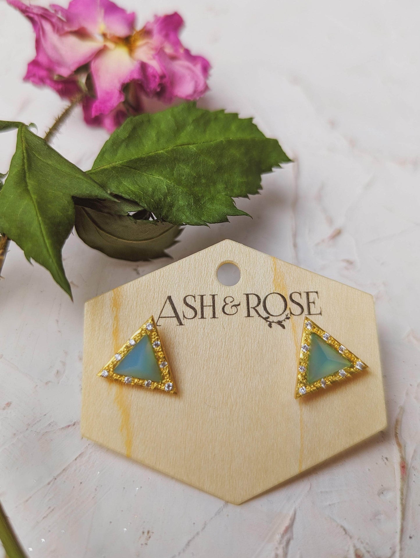 Ash & Rose Earrings Pyramid Gem Stud Earrings Pyramid Gem Stud Earrings