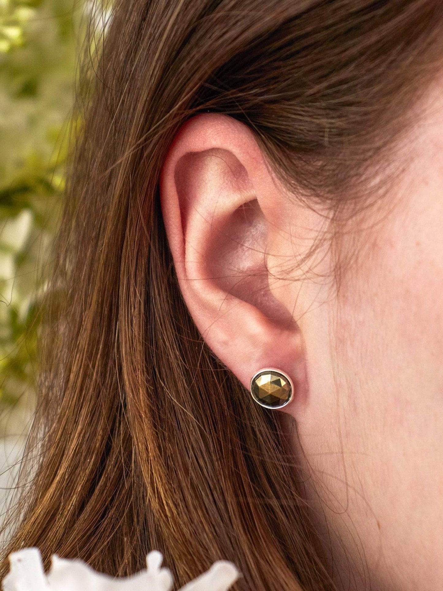 Ash & Rose earrings Pyrite Pebble Stud Earrings - Silver Pebble Stud Earrings - Silver