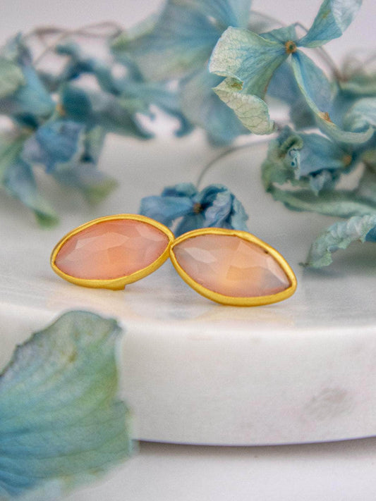 Ash & Rose earrings Rose Quartz Mila Leaf Earrings - Gold Mila Leaf Earrings - Gold