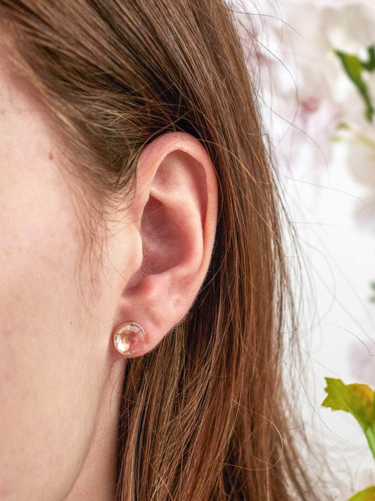 Ash & Rose earrings White Topaz Pebble Stud Earrings - Rose Gold Pebble Stud Earrings - Rose Gold