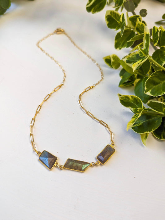 Ash & Rose Necklaces Geo Labradorite Magnetic Necklace Geo Labradorite Magnetic Necklace