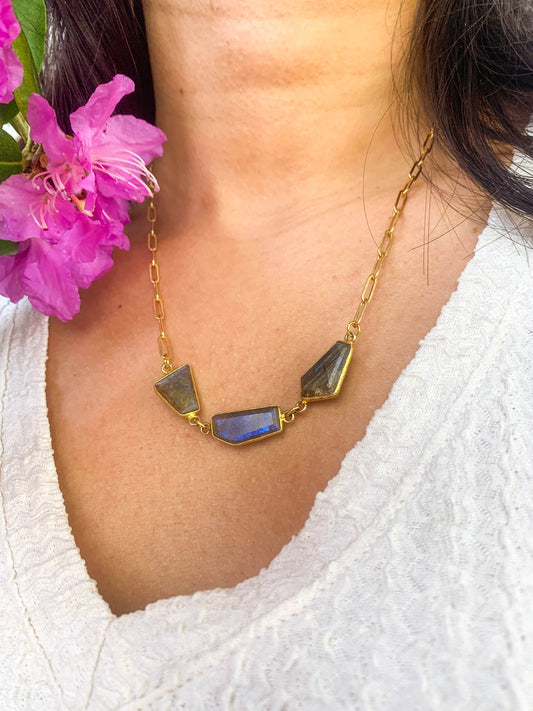 Ash & Rose Necklaces Geo Labradorite Magnetic Necklace Geo Labradorite Magnetic Necklace
