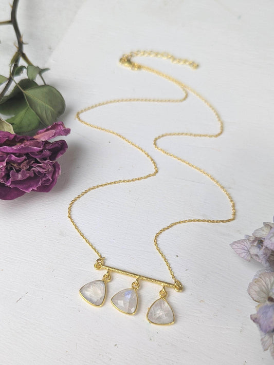 Ash & Rose Necklaces Moonstone Claire Trio Necklace Claire Trio Necklace