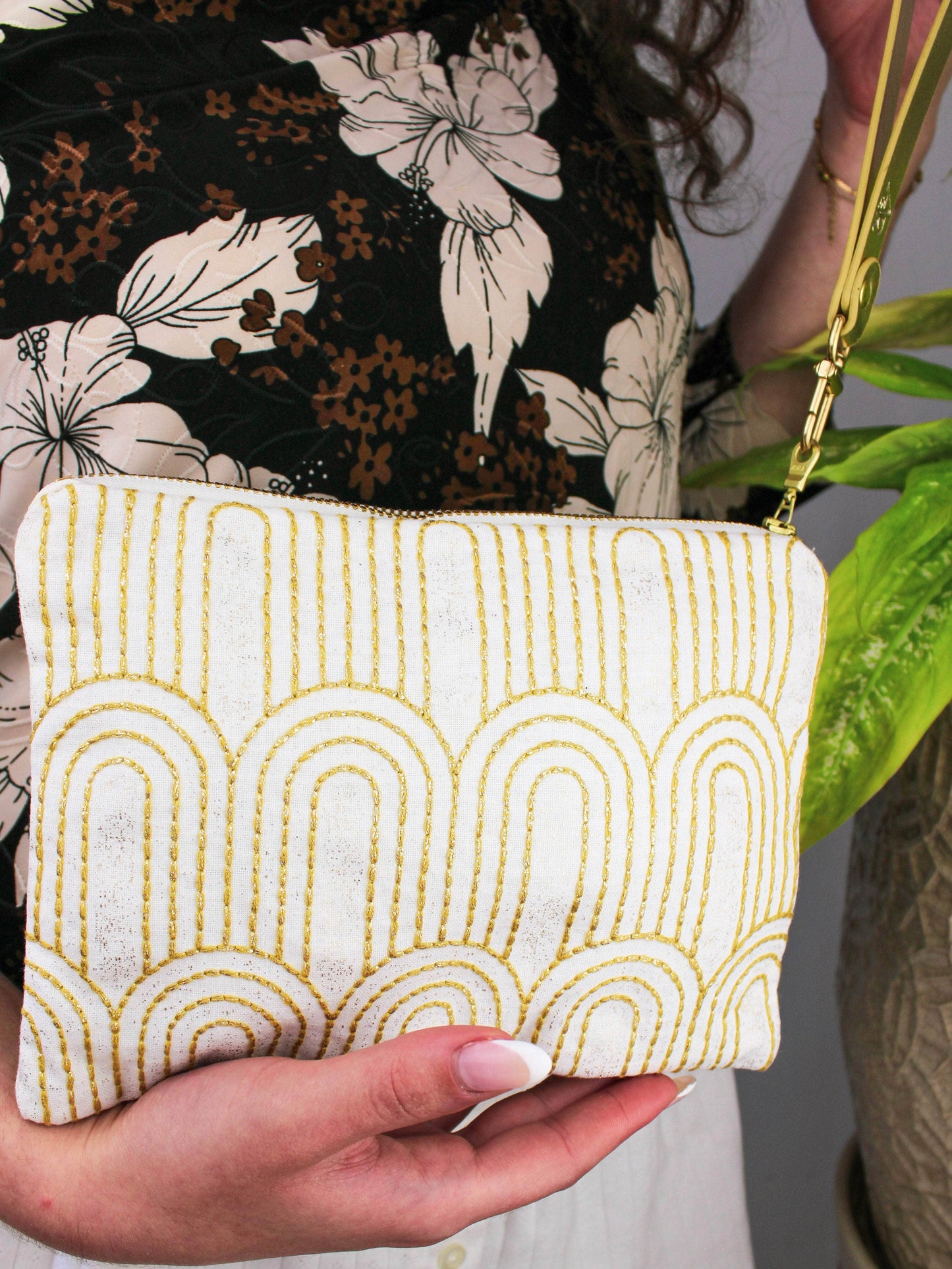 Ash & Rose purse Josephine Embroidered Gold and White Wristlet Purse Josephine Embroidered Gold and White Wristlet Purse