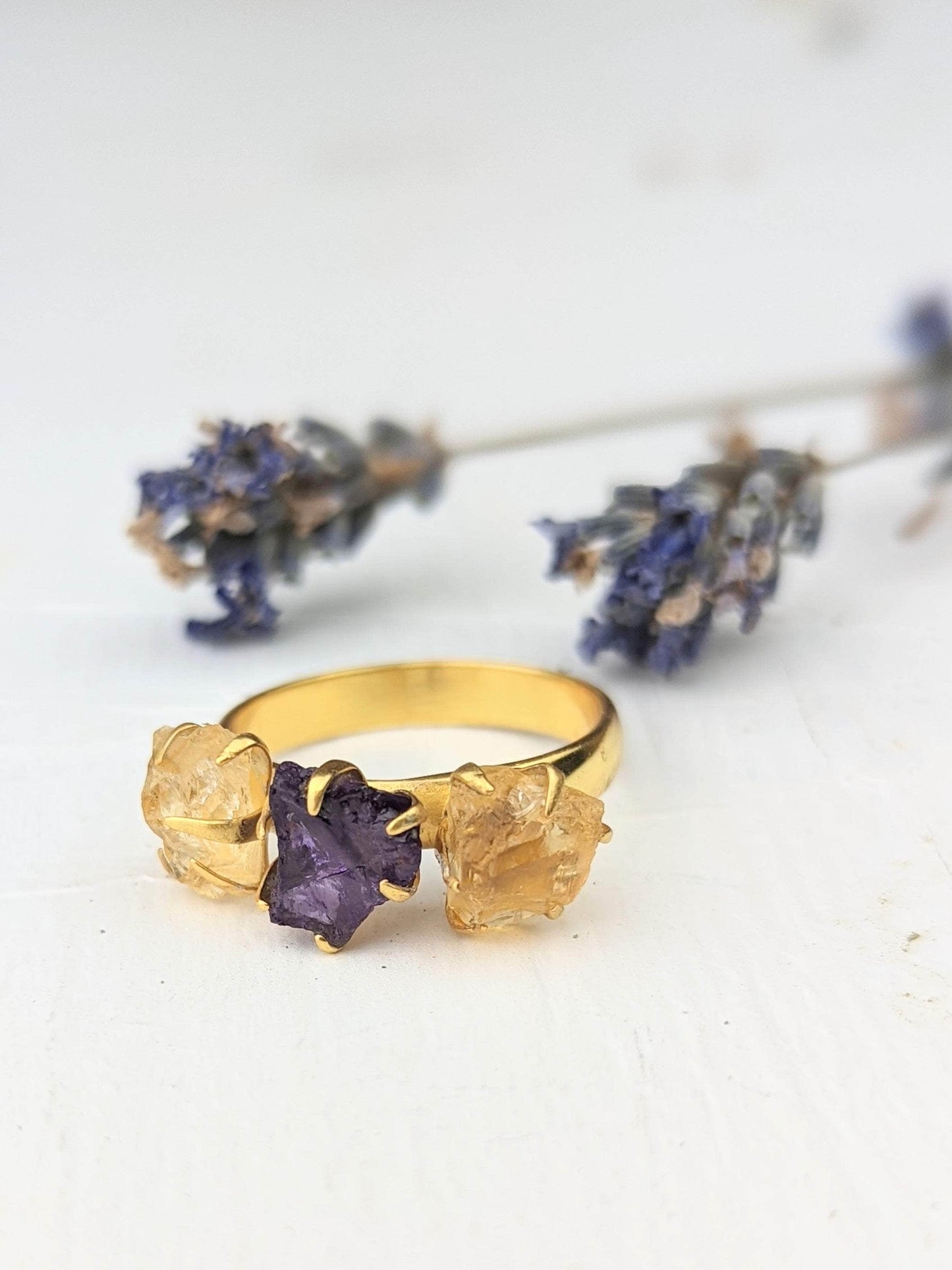 Ash & Rose ring Citrine/Amethyst Cluster Ring - Gold Citrine/Amethyst Cluster Ring - Gold