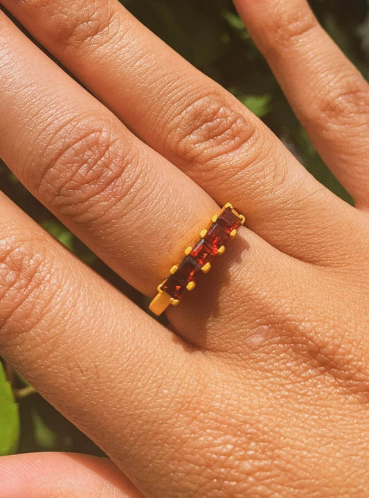 Ash & Rose ring Garnet Squares Gemstone Ring Garnet Squares Gemstone Ring