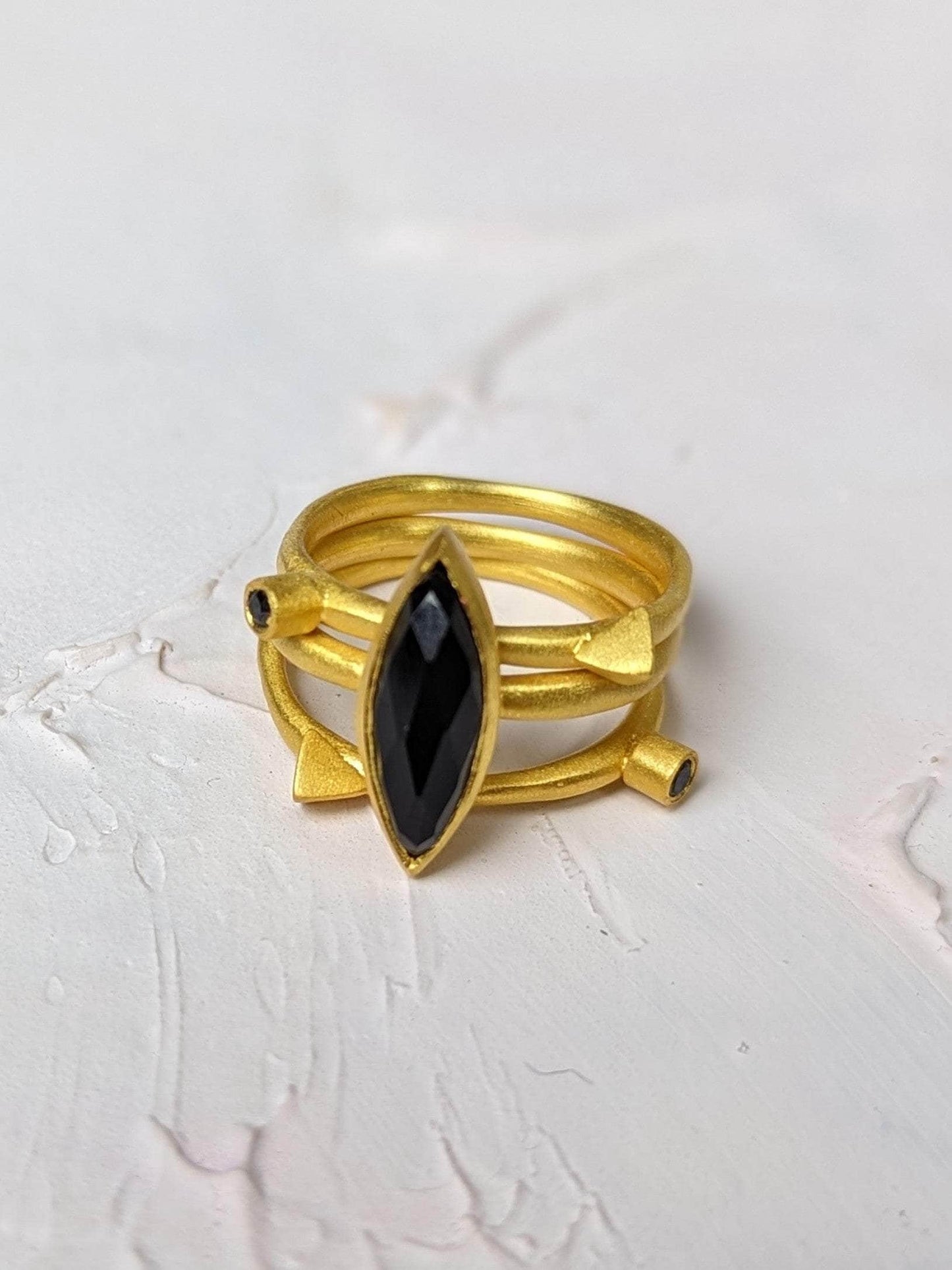 Ash & Rose ring Onyx Marquis Stacking Ring Onyx Marquis Stacking Ring