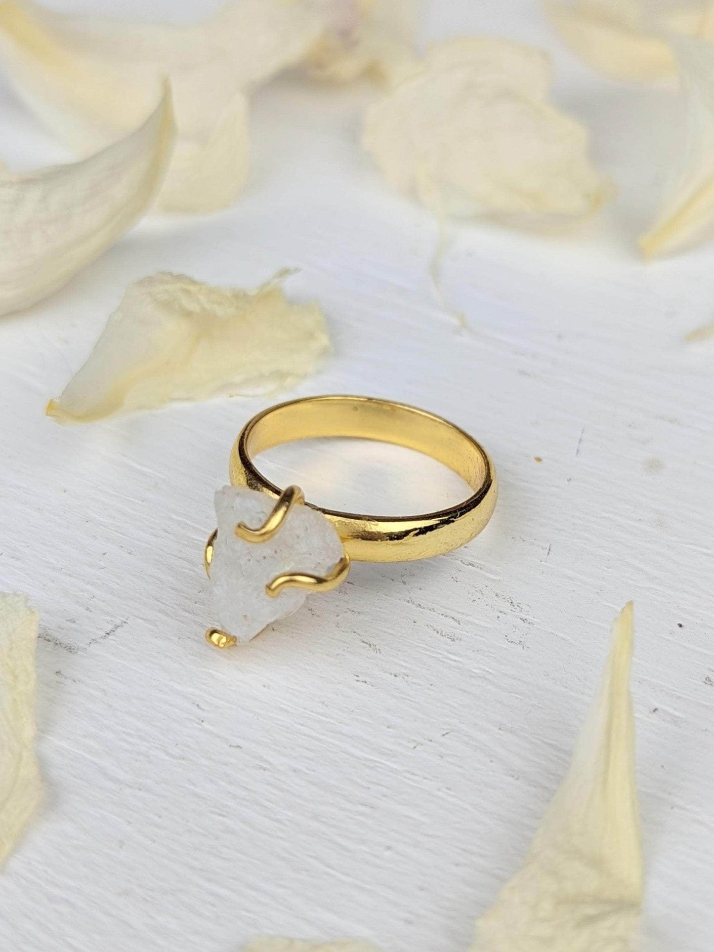 Ash & Rose Rings Raw Moonstone Prong Ring Raw Moonstone Prong Ring