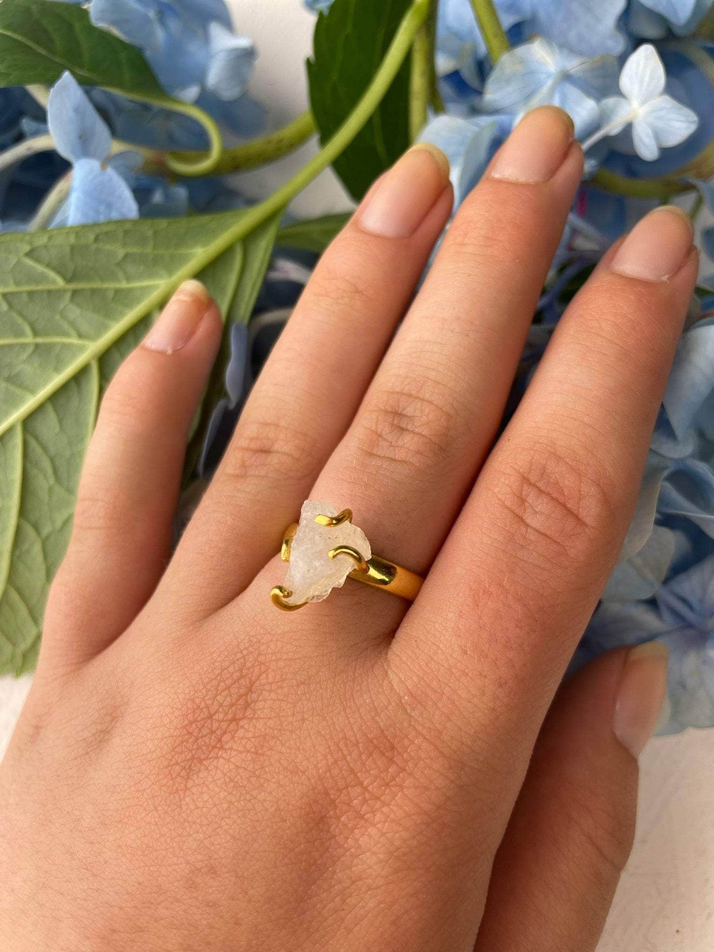Ash & Rose Rings Raw Moonstone Prong Ring Raw Moonstone Prong Ring