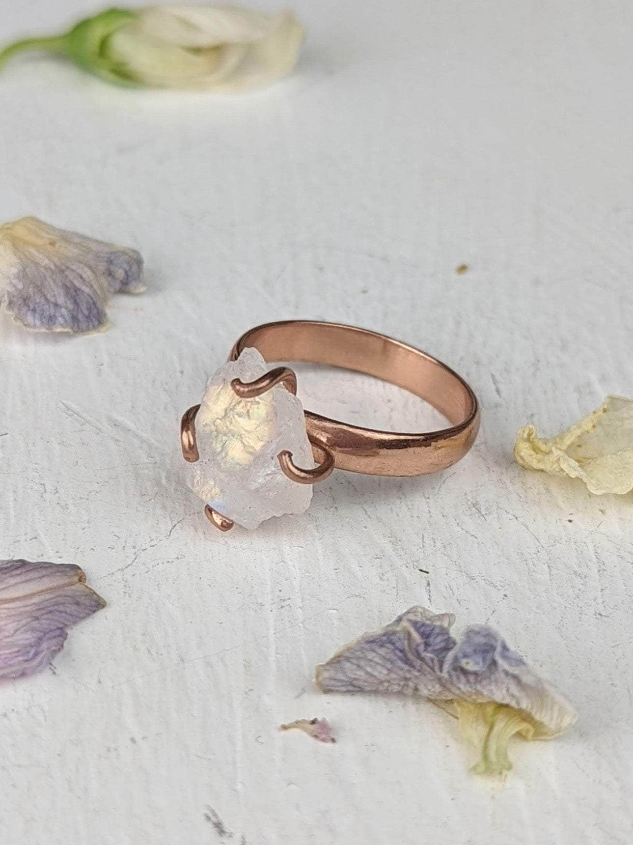 Ash & Rose Rings Raw Moonstone Prong Ring Raw Moonstone Prong Ring