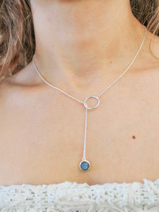 Ash & Rose Silver Pebble Drop Lariat Necklace Pebble Drop Lariat Necklace