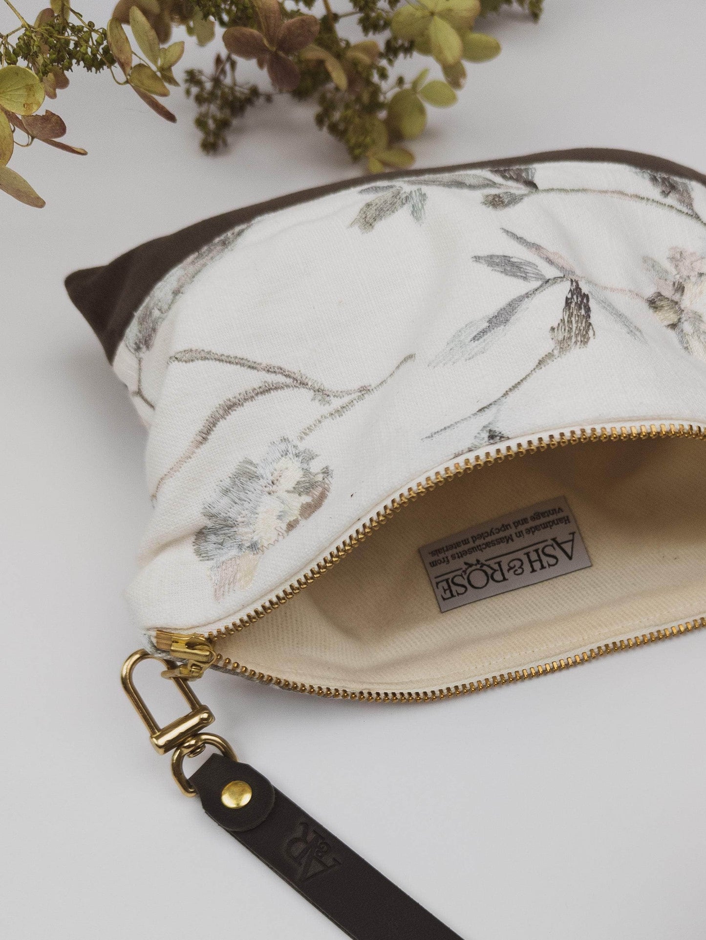 Ash & Rose Winona Embroidered Linen Wristlet Winona Embroidered Linen Wristlet