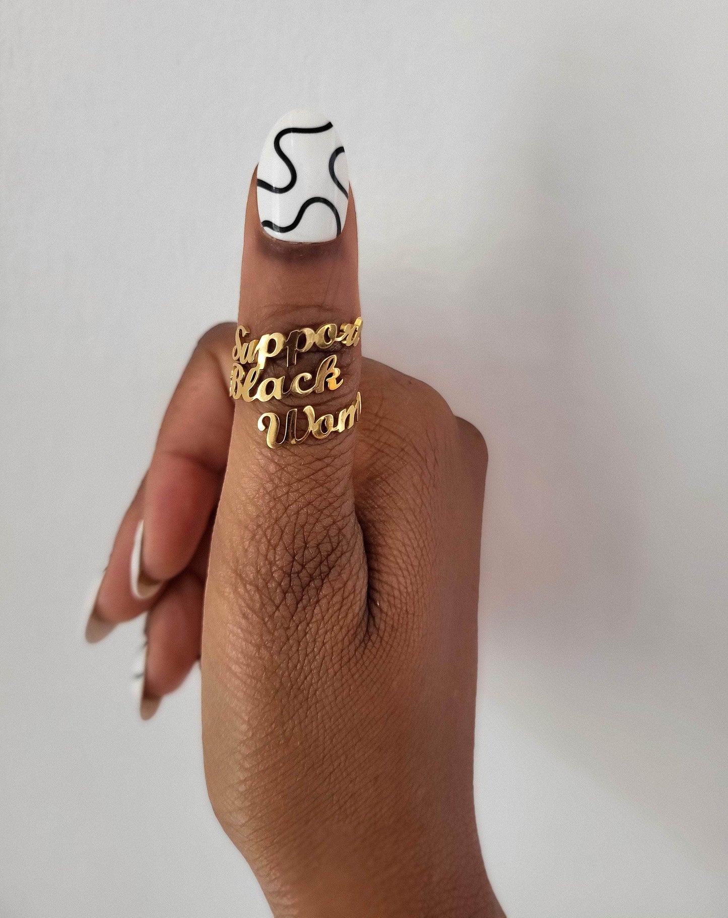 Moon Goddess Support Black Women 18K Gold Plated Ring Support Black Women 18K Gold Plated Ring