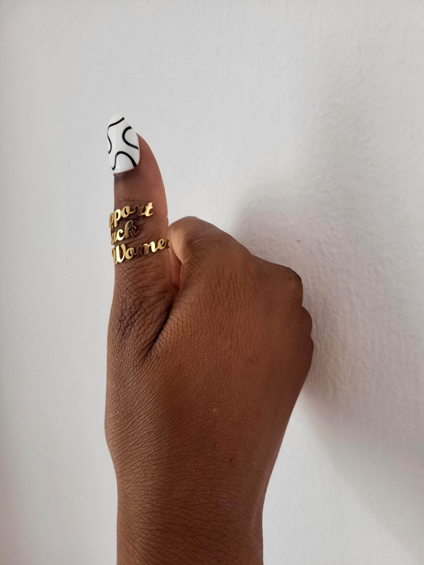 Moon Goddess Support Black Women 18K Gold Plated Ring Support Black Women 18K Gold Plated Ring