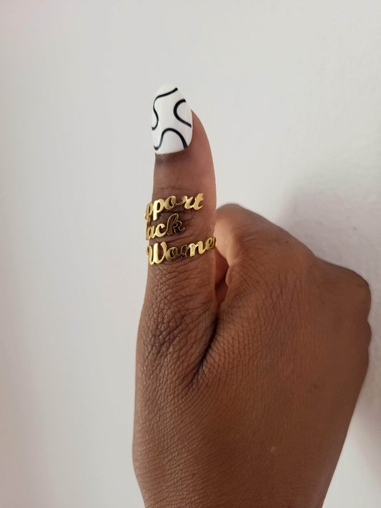 Moon Goddess Support Black Women 18K Gold Plated Ring Support Black Women 18K Gold Plated Ring