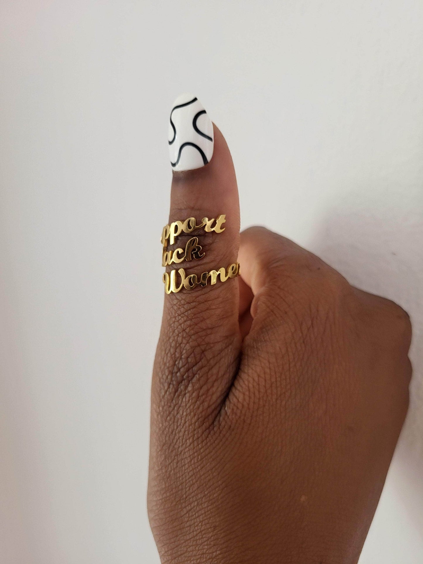 Moon Goddess Support Black Women 18K Gold Plated Ring Support Black Women 18K Gold Plated Ring