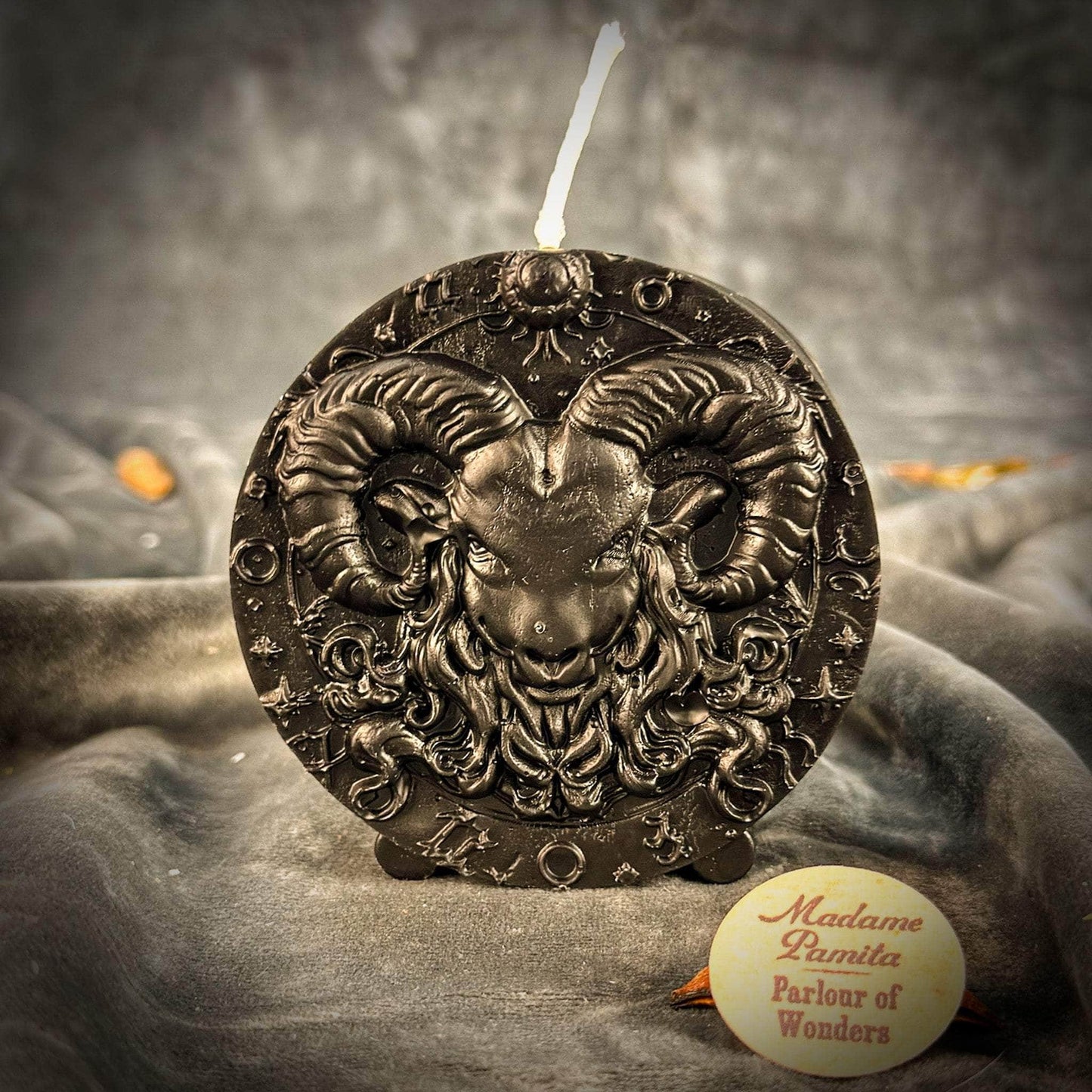 Parlour of Wonders Beeswax Candle Black (Protection) Beeswax Aries Ram Zodiac Spell Candle Beeswax Aries Ram Zodiac Spell Candle