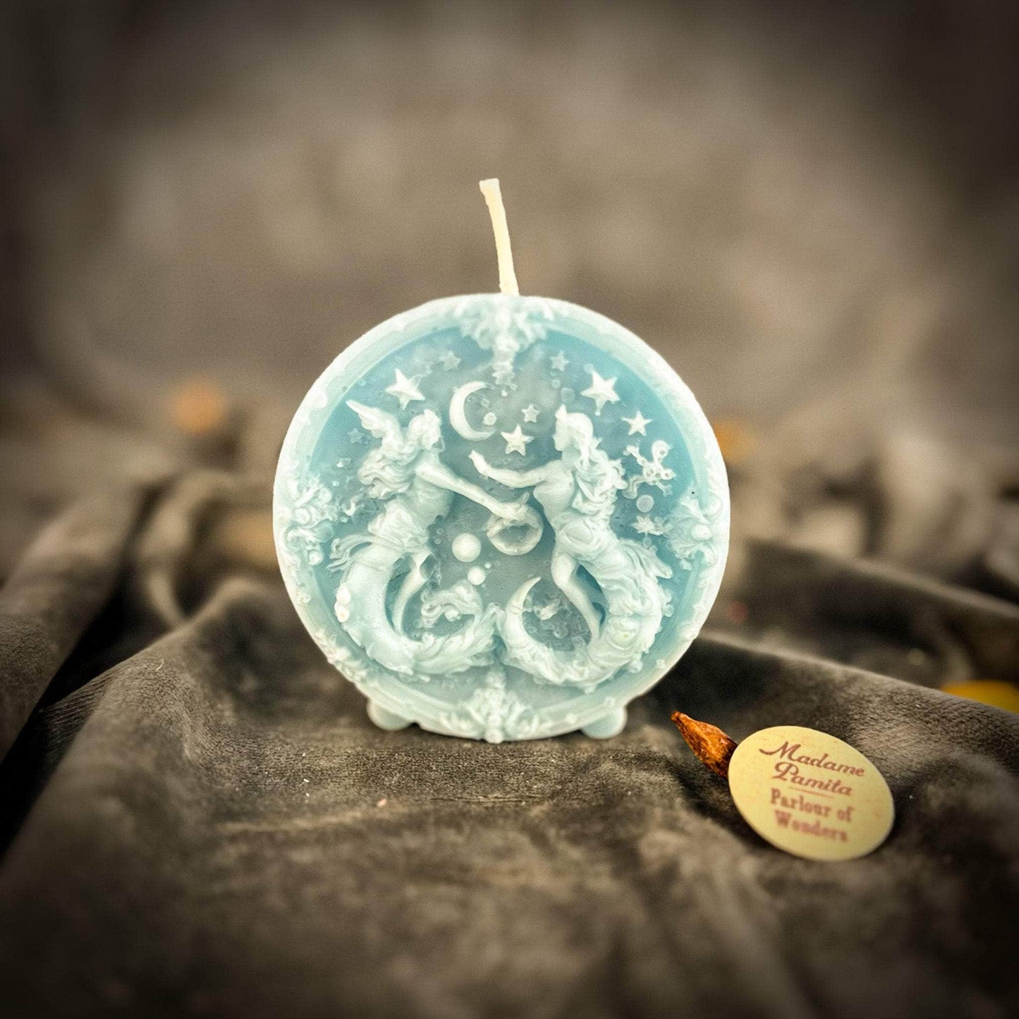 Parlour of Wonders Beeswax Candle Blue (Reconciliation) Beeswax Gemini Twins Zodiac Spell Candle Beeswax Gemini Twins Zodiac Spell Candle