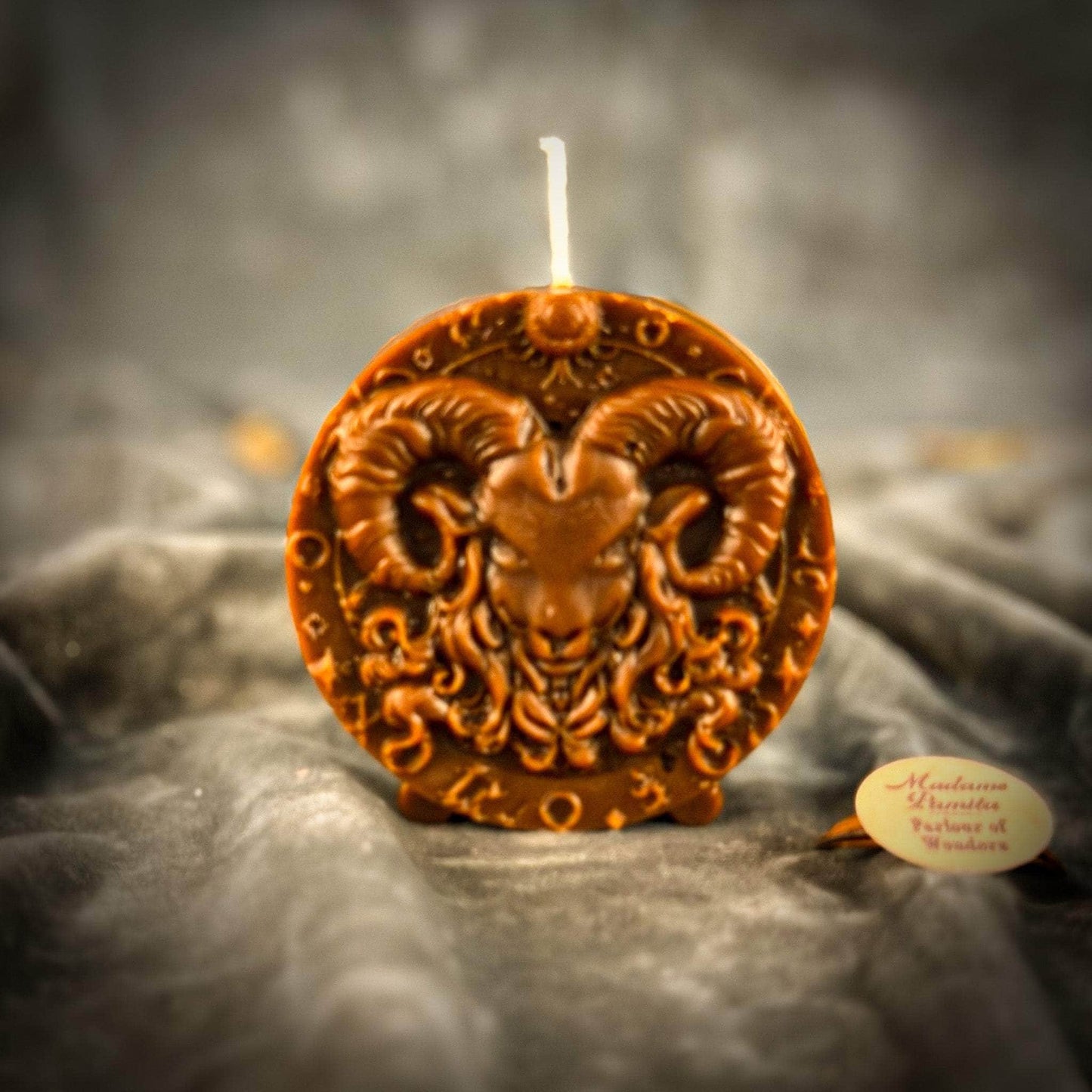 Parlour of Wonders Beeswax Candle Brown (Grounding) Beeswax Aries Ram Zodiac Spell Candle Beeswax Aries Ram Zodiac Spell Candle